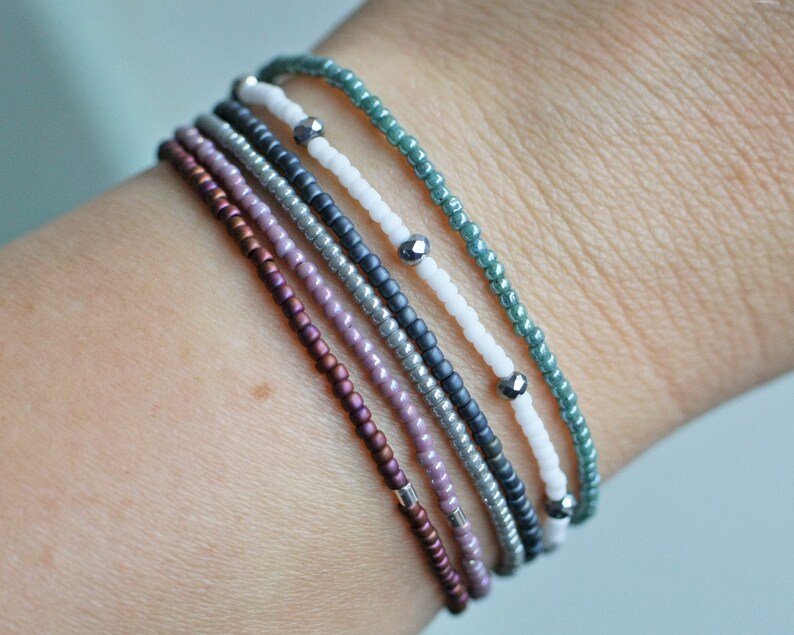 6 beaded bracelets small bead bracelet thin bead bracelet Etsy