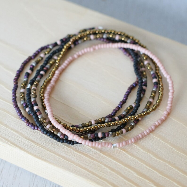 6 small bead bracelets stretch cord bracelets tiny bead Etsy