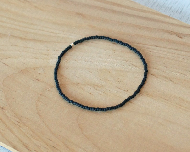 Black Bead Stretch Bracelet Layering Stretch Cord Bracelet Etsy