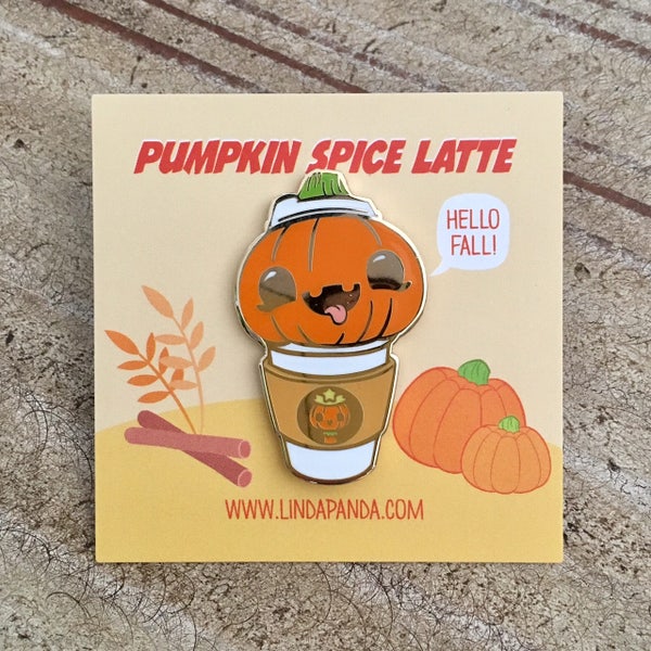 Épinglette latte citrouille épicée en émail dur