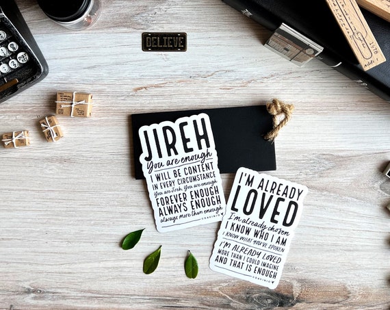 Jireh Illustrated Lyrics - Bundle of 2 Vinyl Stickers // Faith is the assurance of things hoped for