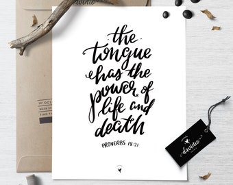 Proverbs 18 21 Art Etsy