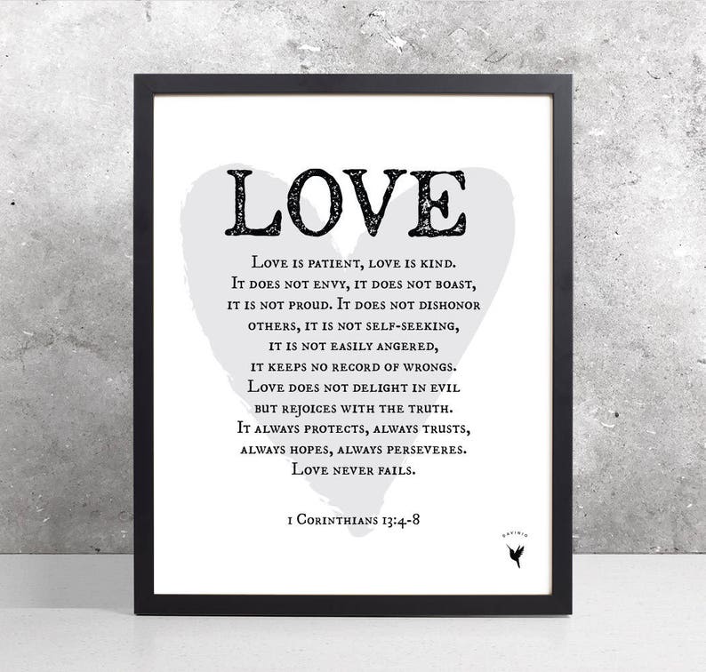 Love Is Patient Love Is Kind 1 Corinthians 134 8 Giclée Art Print Modern Christian Art Bible Verse Scripture Art Bible Journal