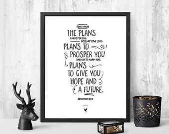 Jeremiah 29:11 Giclée Art Print | Christian Journal | Scripture art | Modern Christian art | For I know the plans I have for you | Hope