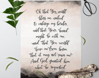 Prayer of Jabez - 1 Chronicles 4:10 - Giclée Art Print | Oh that You would bless me indeed and enlarge my border