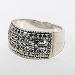Sterling Silber Vintage Judith Jack Markasit Band - Größe 7,5