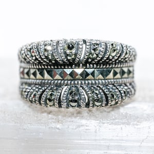 Sterling Silber Markasit Judith Jack Art Deco - Ring Größe 8