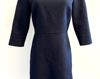 J Crew Navy Matelassé Etuikleid, U-Boot-Ausschnitt, A-Linie, Grösse 48
