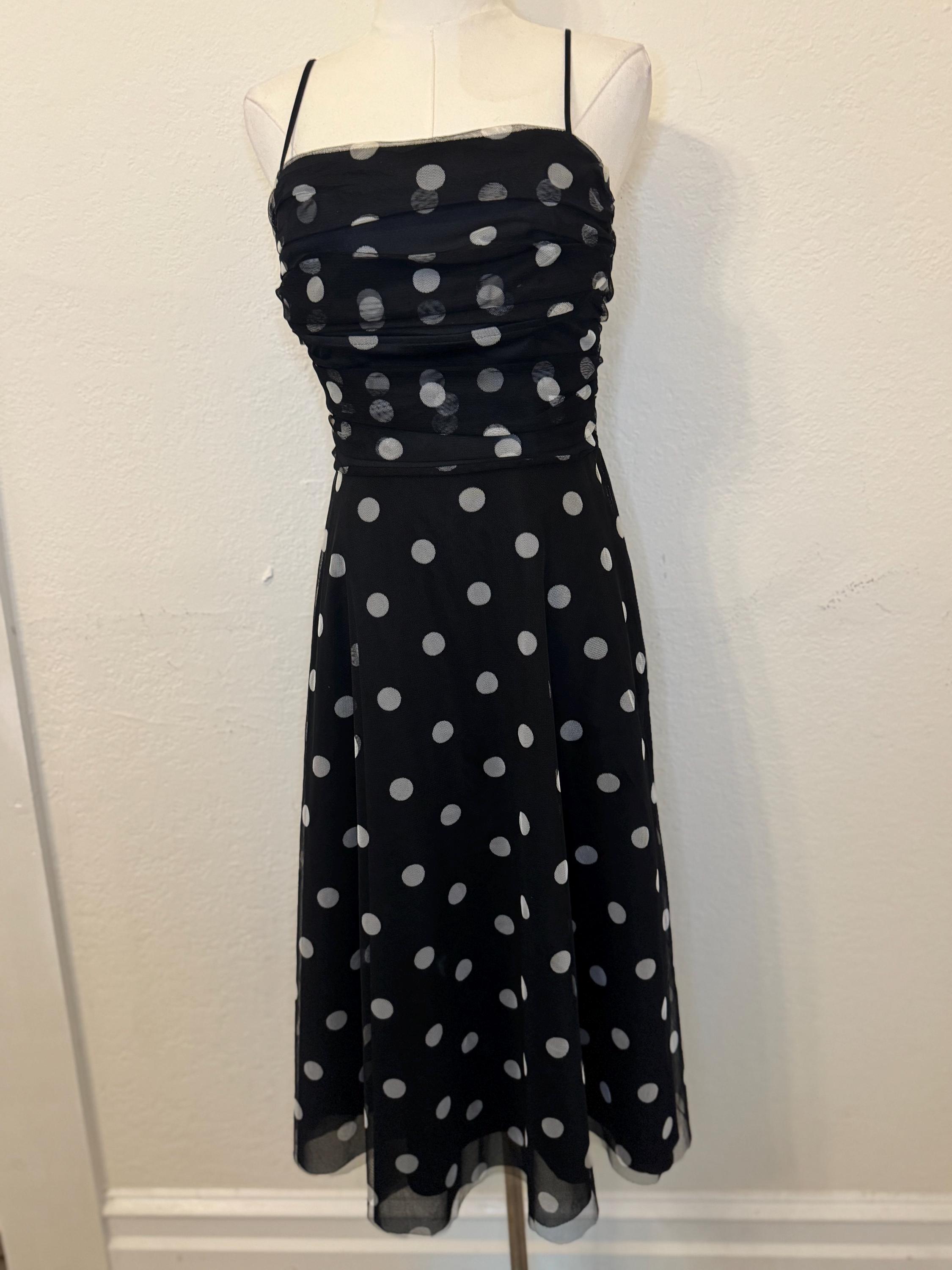 blue dress for baby girl Lady Black Tie - White & Black Polka Dot Bubble Hem Midi Dress main image 0