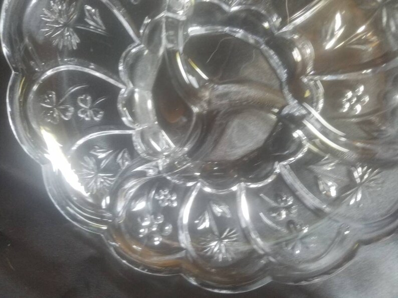 Beautiful Divided Crystal Dish With Floral Design Etsy