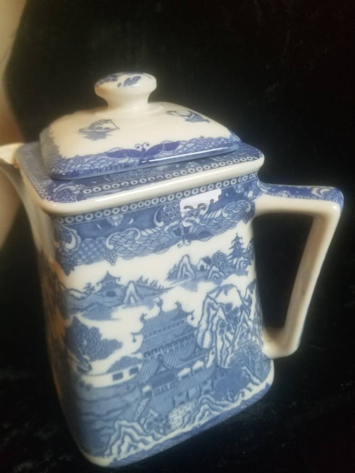 Ringtons Limited Tea Merchants Square Blue Willow Teapot With Etsy