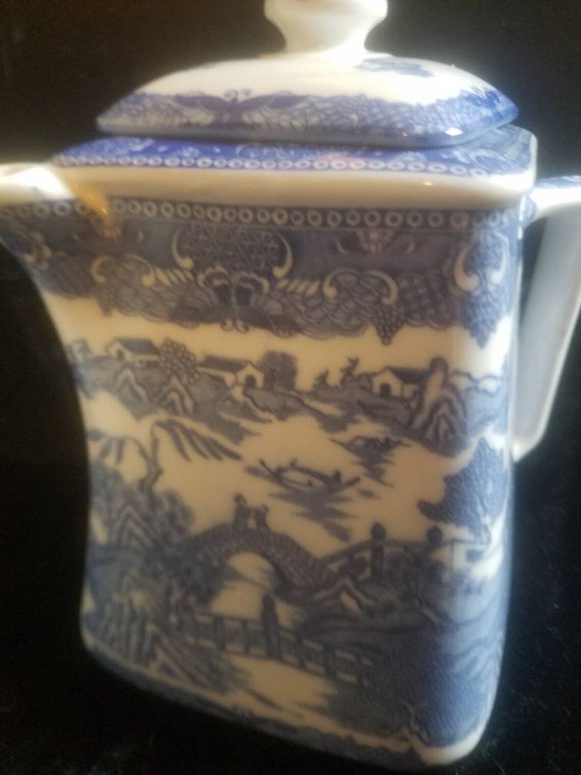 Ringtons Limited Tea Merchants Square Blue Willow Teapot With Etsy