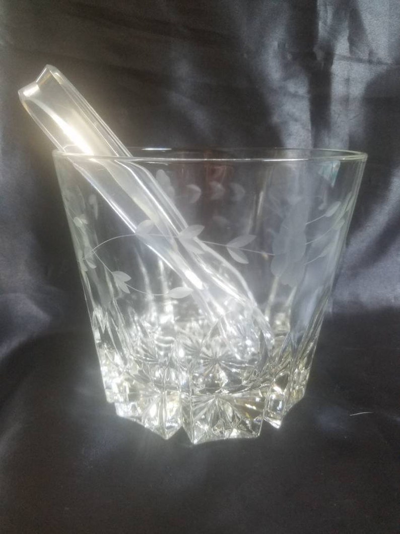 Princess House Heritage Crystal Ice Bucket with Tongs Etsy