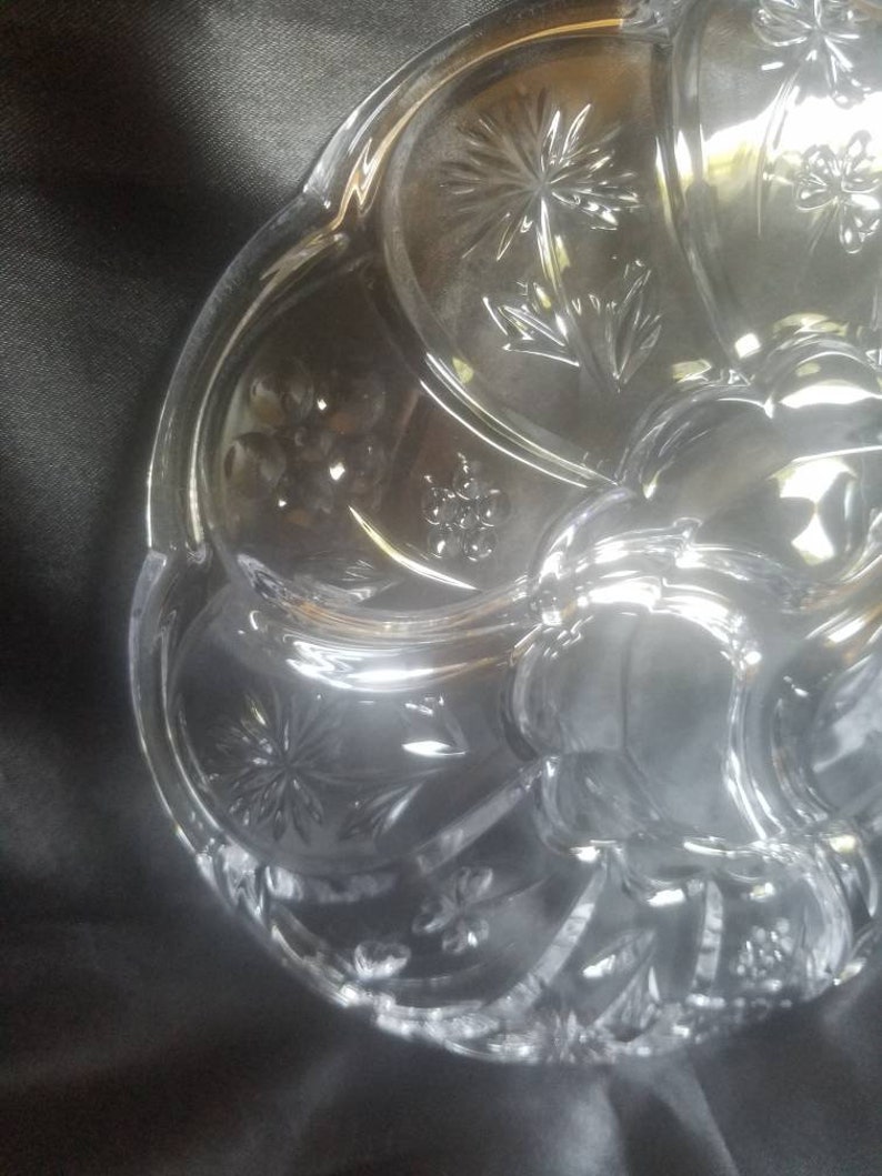 Beautiful Divided Crystal Dish with Floral Design Etsy