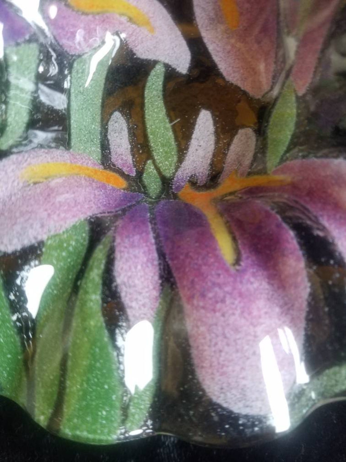 Sydenstricker Signed Fused Art Glass Iris Bowl Etsy