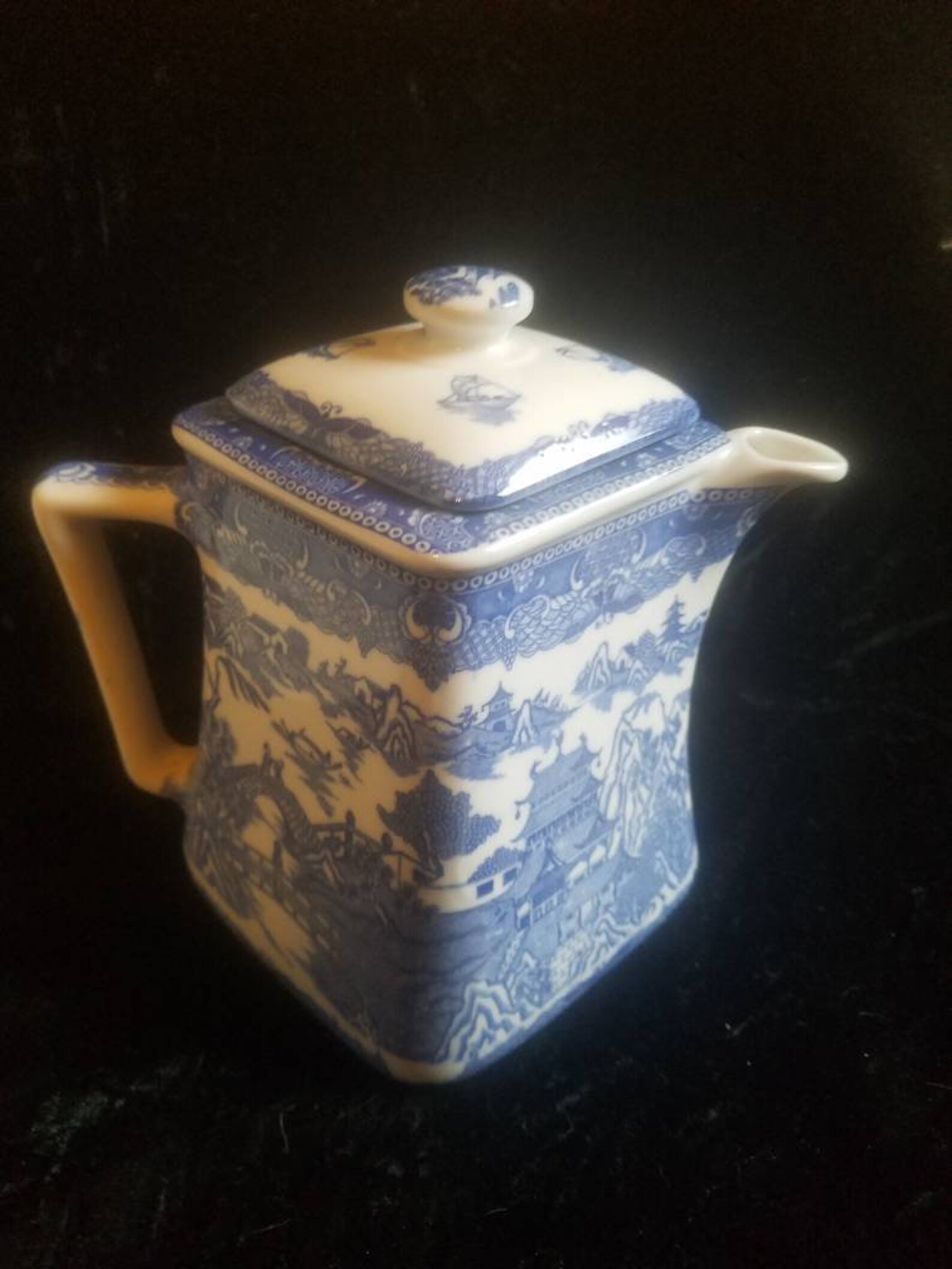 Ringtons Limited Tea Merchants Square Blue Willow Teapot With Etsy
