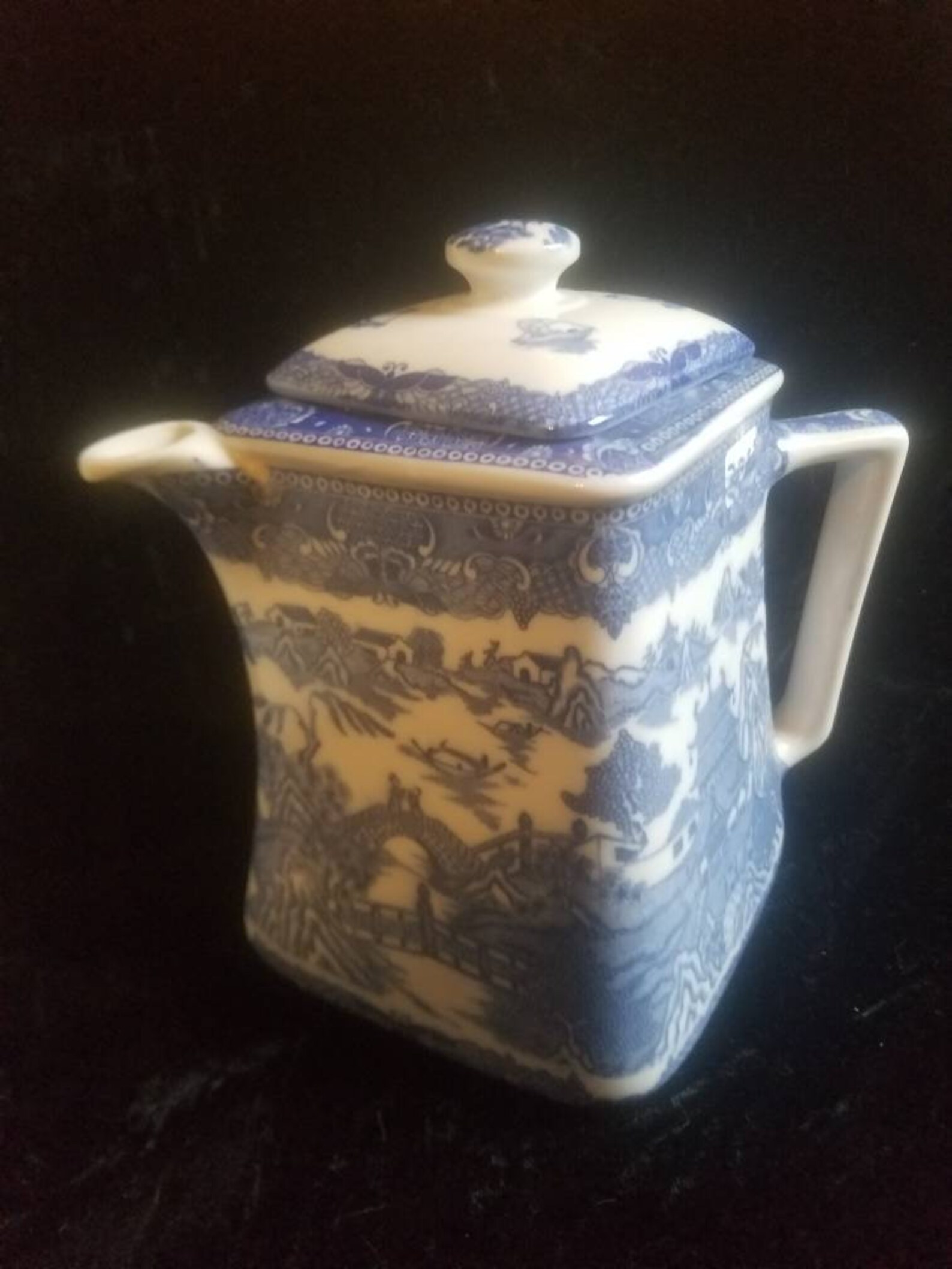 Ringtons Limited Tea Merchants Square Blue Willow Teapot With Etsy