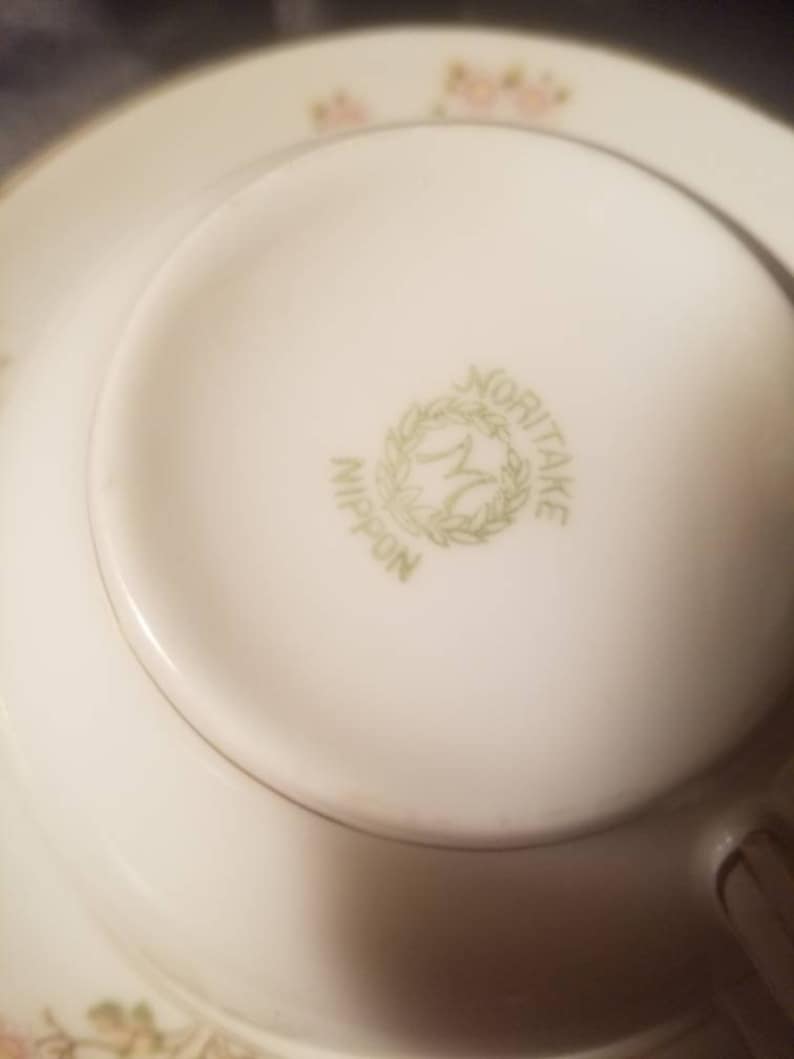 1930/'s Noritake M Pink Flower with Gold Trim Teacup and Saucer set