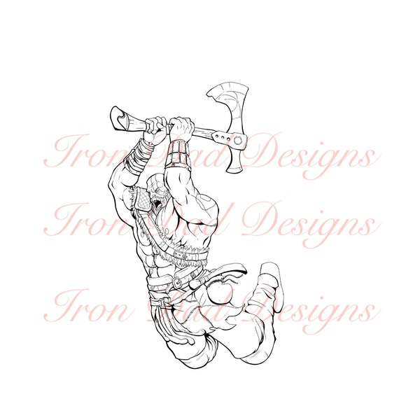 Kratos GOW God of War Fan image Sticker Shirts Playstation SVG PNG Criscut Silhouette