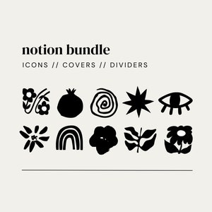 Notion Essence: Minimalistic Icon Collection // Organic, Funky, Black, Graphic, Stamp, Sticker, Icon, Notion Icons