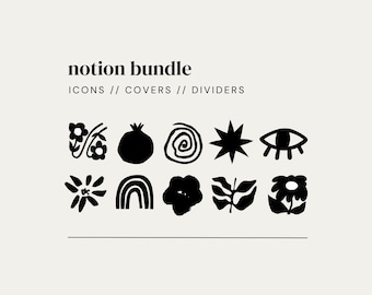 Notion Essence: Minimalistische Symbolsammlung // Organic, Funky, Black, Graphic, Stamp, Sticker, Icon, Notion Icons