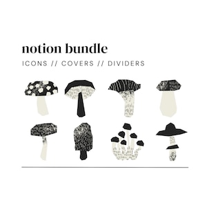 Notion Bundle: Minimalistic Mushroom Icon Collection // Organic, Funky, Black, Graphic, Stamp, Sticker, Icon, Notion Icons