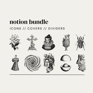 Notion Bundle: Ornate Vintage Illustrations Icon Collection // Goth, Gothic, Vintage, Academia, Graphic, Stamp, Sticker, Icon, Notion Icons