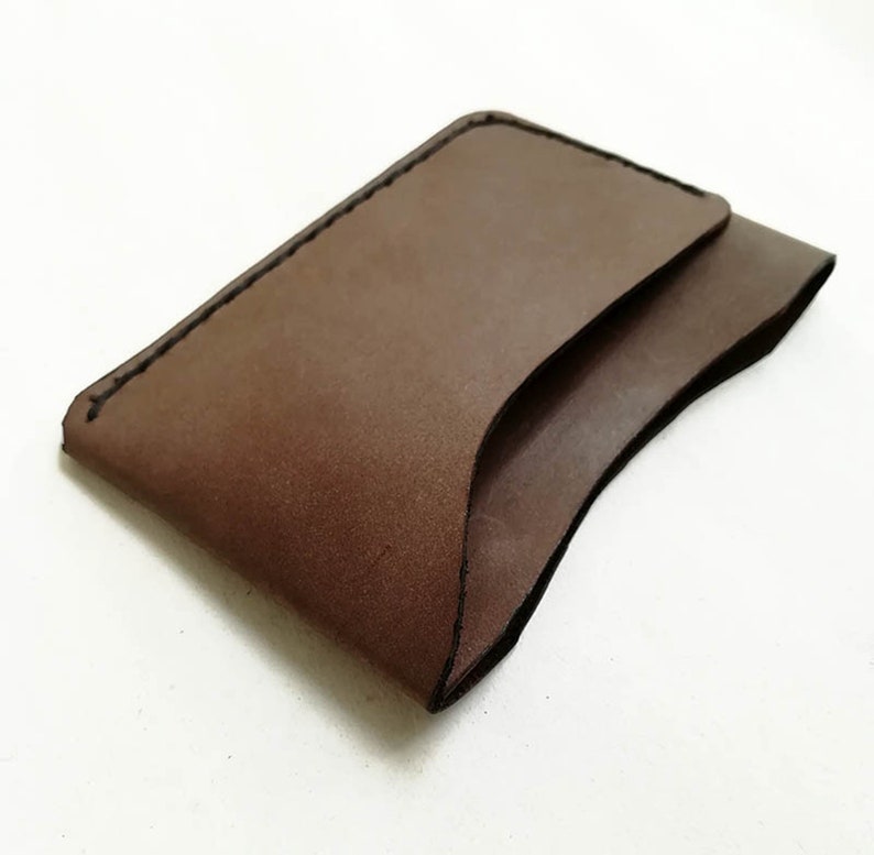 Minimalist Leather Wallet Small & Practical Front Pocket Leather Wallet Personalized Gift For Him image 3