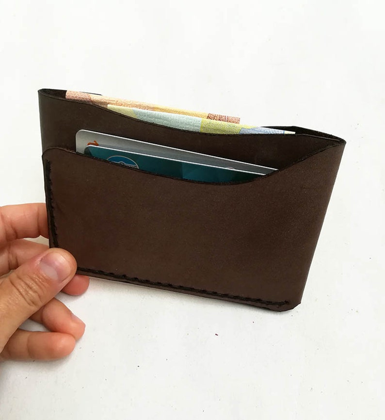 Minimalist Leather Wallet Small & Practical Front Pocket Leather Wallet Personalized Gift For Him image 2