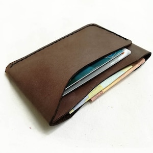 Minimalistisches Leder portemonnaie | Kleine & praktische Fronttasche Leder Portemonnaie | Personalisiertes Geschenk für Ihn