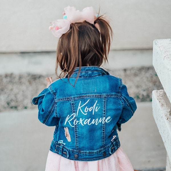 KIDS CUSTOM Denim| Custom Jean Jackets | Embroidered patches| Personalized Boy Jackets |"Personalized Jacket | Baby shower gift | Girls Gift