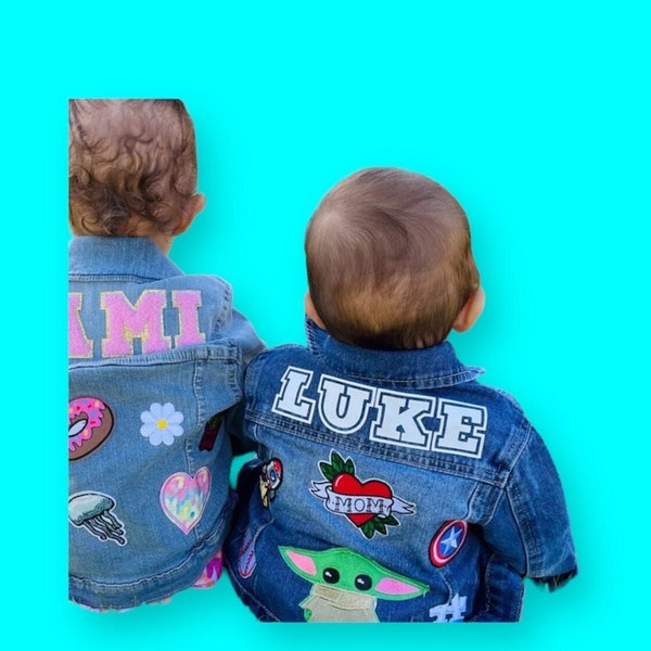 Boys CUSTOM Jean Jacket | Toddler Custom Jacket | Kids Personalized Patches | Embroidered Personalized patches | Custom Jacket