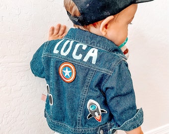 Kids CUSTOM CLOTHING| Boys Custom Jean Jackets| Personalized Kids Embroidered patches | Boy Jackets | Kids personalized clothing