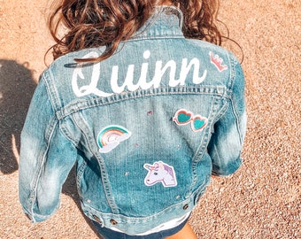 Custom Kids Denim Jacket: Personalized Name & Patches, Handmade Toddler Fashion