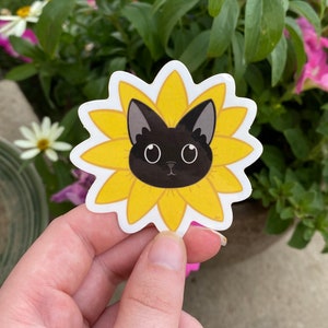 Sunflower Cat Glossy Sticker