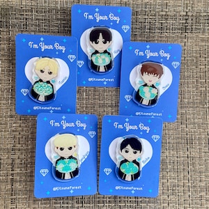 2" I'm Your Boy SHINee Pines de acrílico epoxi / Pinback de corazón azul cielo / Casarse con usted / OT5 / Key Onew Jonghyun Taemin Minho