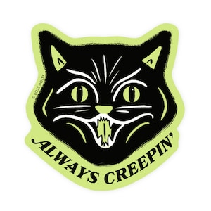 Creepy Cat Glow In the Dark Sticker | halloween sticker, black cat sticker