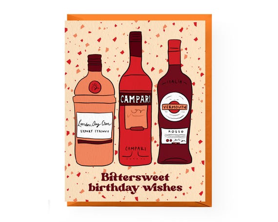 Negroni Birthday Card | cocktail birthday card, cheers birthday card