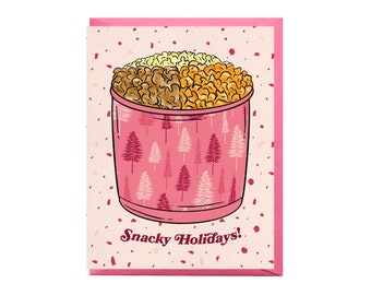 Snacky Holidays Popcorn Tin Card (Single Card or Set of 6)