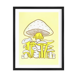 Mushrooms Neon Silkscreened Art Print