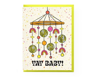 Disco Baby Card | baby shower card, new baby card, pregnancy congratulations card