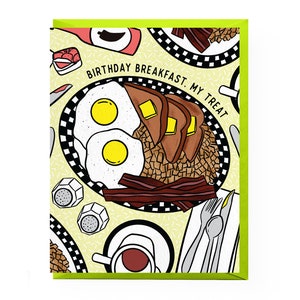 Diner Breakfast Birthday Card | breakfast birthday card, foodie birthday card, snacks birthday card