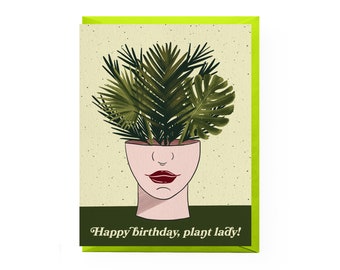 Plant Lady Birthday Card | plant birthday card, birthday card for plant lovers, plant mom birthday card