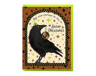 Disco Crow Spooky Birthday Card
