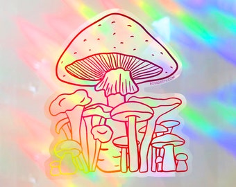 Mushroom Rainbow Suncatcher Decal | suncatcher sticker, rainbow maker decal, rainbow window decal
