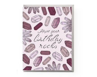 Crystals Birthday Card | magic birthday card, witch birthday card