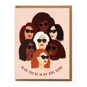 Girl Gang Friendship Card | female friendship greeting card, galentine's day card