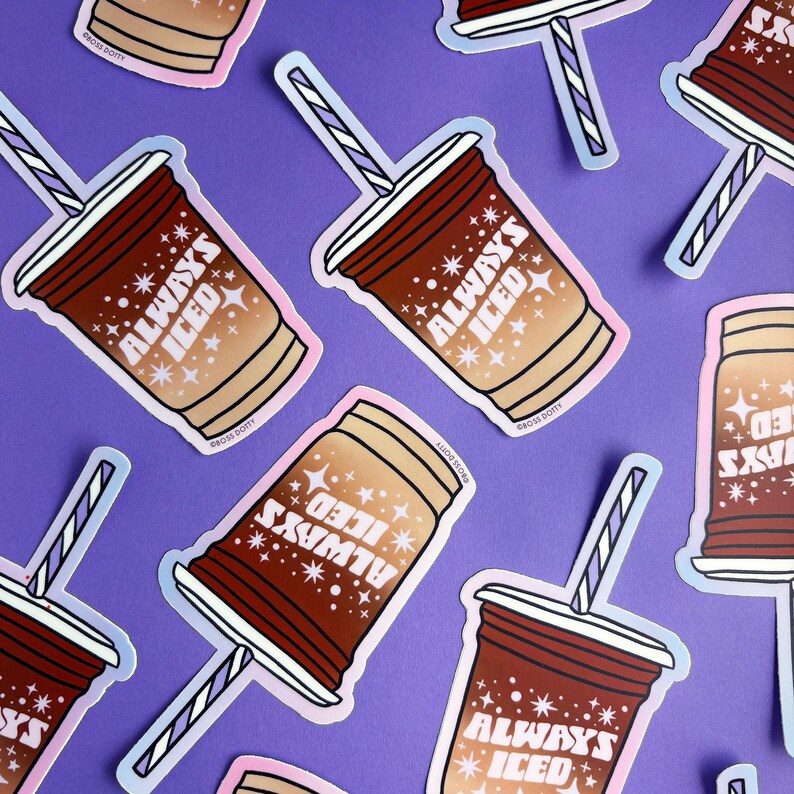 Iced Coffee Sticker | Gift for Coffee Lover | Funny Vinyl Sticker image 3