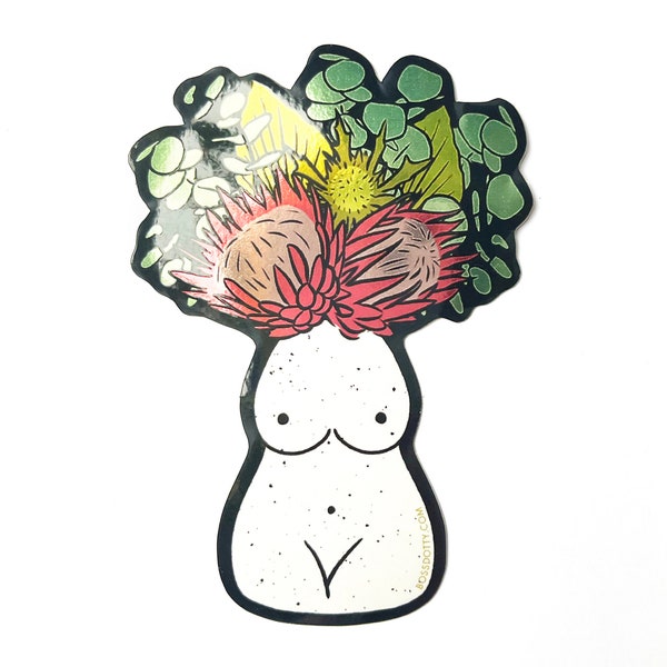 Metallic Lady Vase Sticker