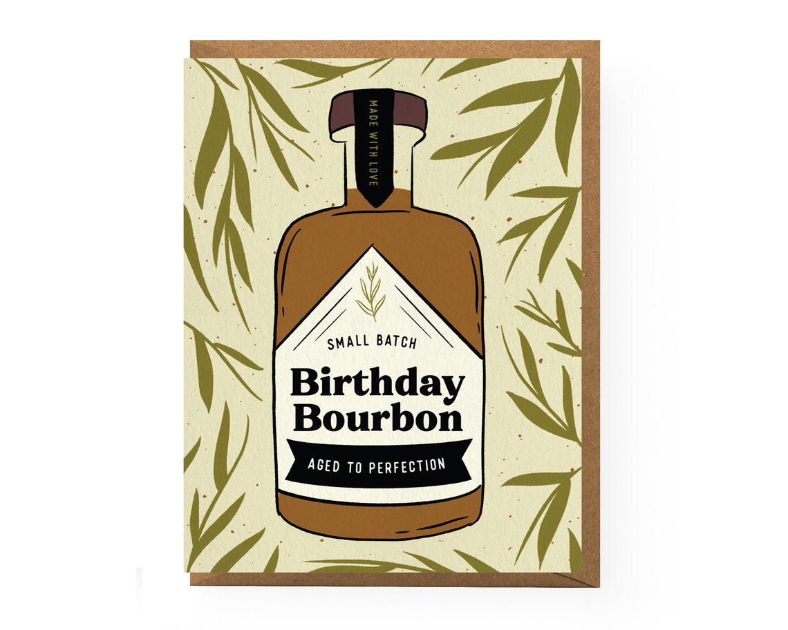 Birthday Bourbon Card Whiskey Birthday Card Birthday Card Etsy